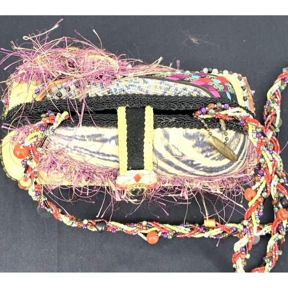 Mary Frances Hardshell Handbag with Beaded Shoulder Strap 8" Vintage - Picture 9 of 12